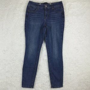 Jag Womens‎ Jeans Skinny Blue Denim Mid Rise Dark Wash Elastic Waist Stretch 10